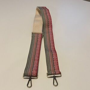 Adjustable Woven Crossbody Strap in Red and Cream